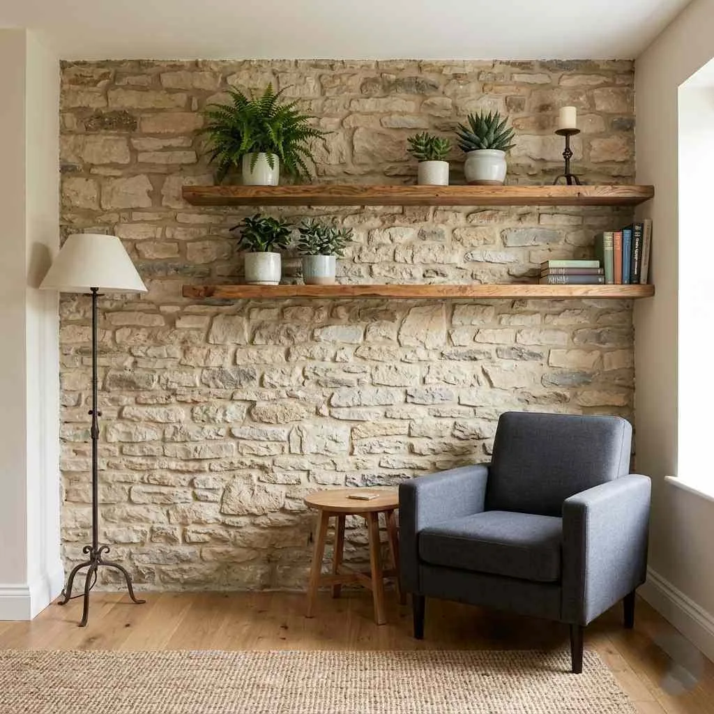 Exposed Stone or Brick Feature Wall