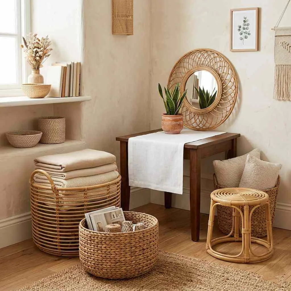 Woven Baskets and Rattan Storage