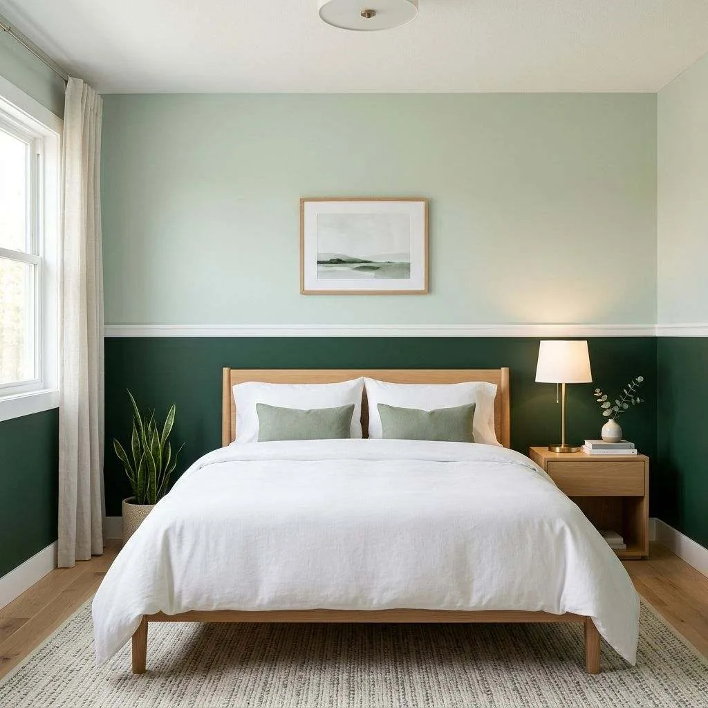 Two-Tone Green Walls for a Modern Twist