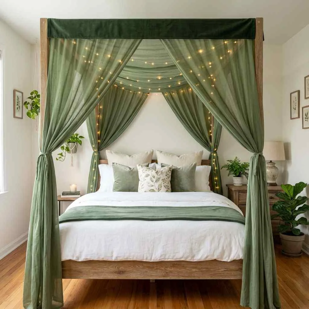 Green Canopy Bed for a Romantic, Dreamy Bedroom