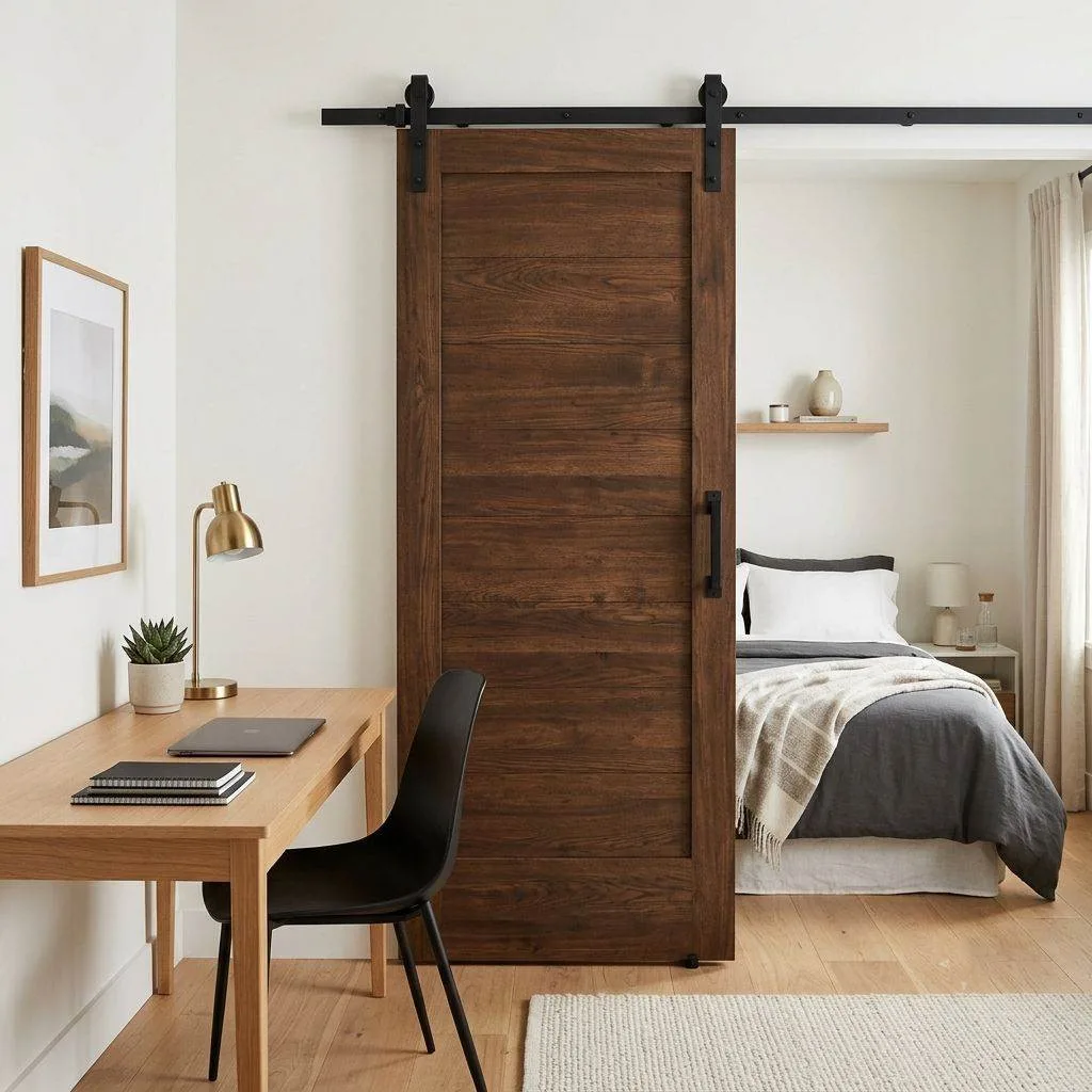 14 Home Office and Guest Room Combo Ideas 10 The Sliding Barn Door Solution: Rustic Charm With Smart Function