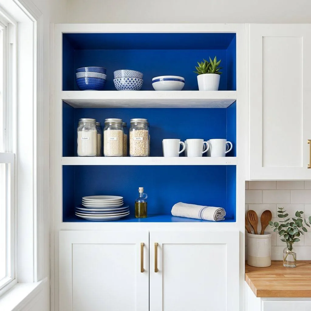 Paint Inside the Cabinet Shelves for a Surprise Pop