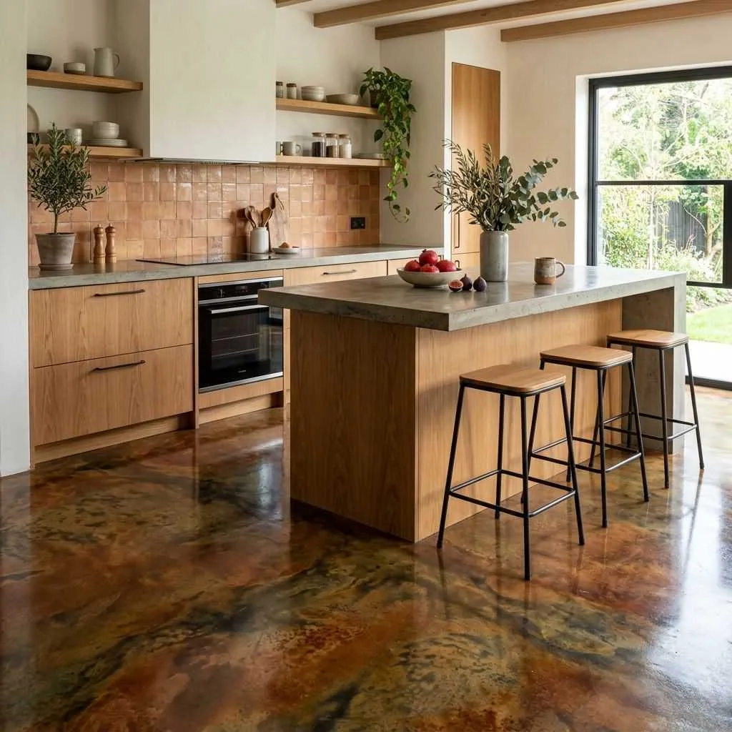 Stained Concrete in Earthy Tones