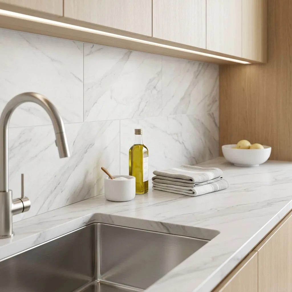 Pale Grey Marble-Look Porcelain