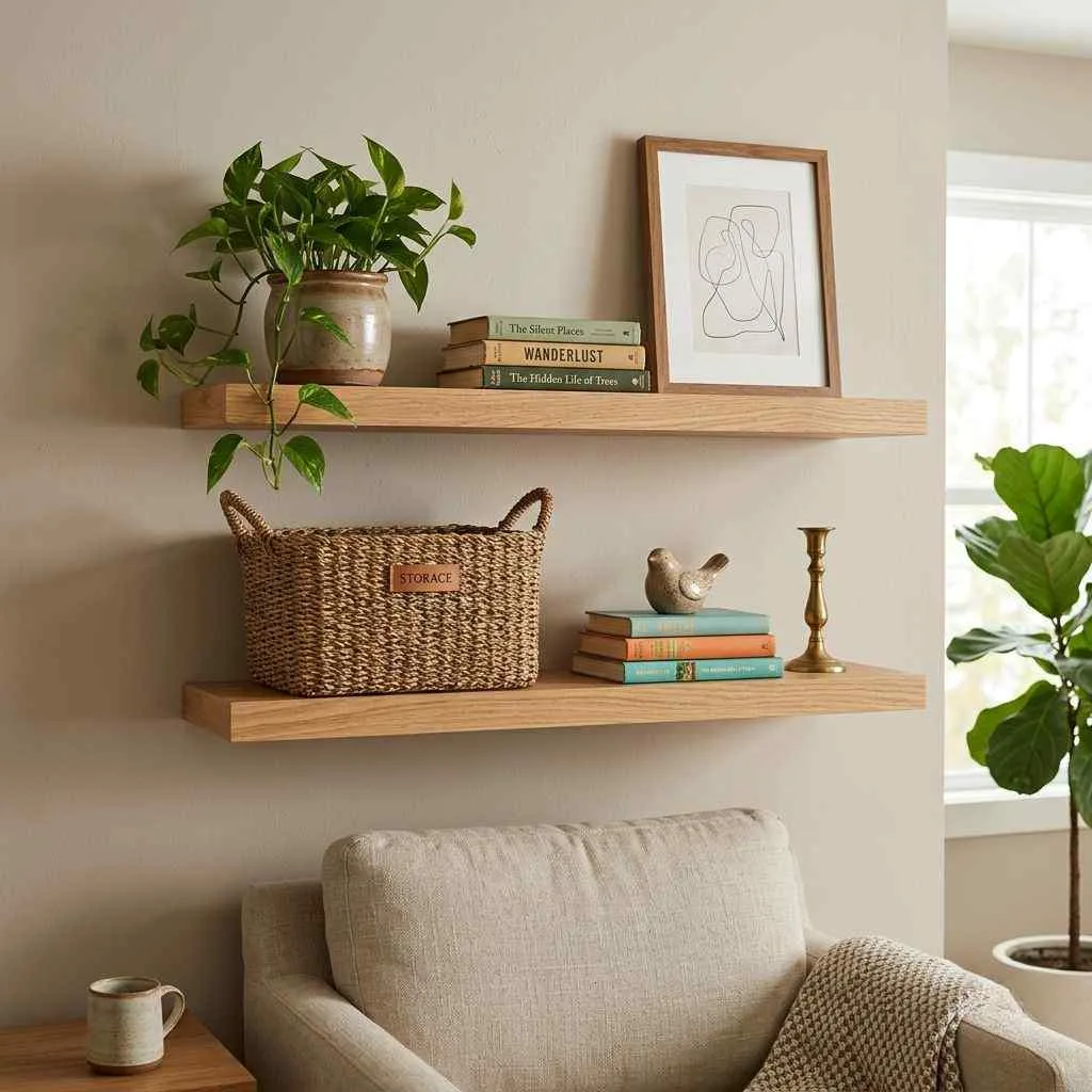 15 Living Room Organization Ideas That Will Transform Your Space 3 Install Floating Shelves for Display and Storage