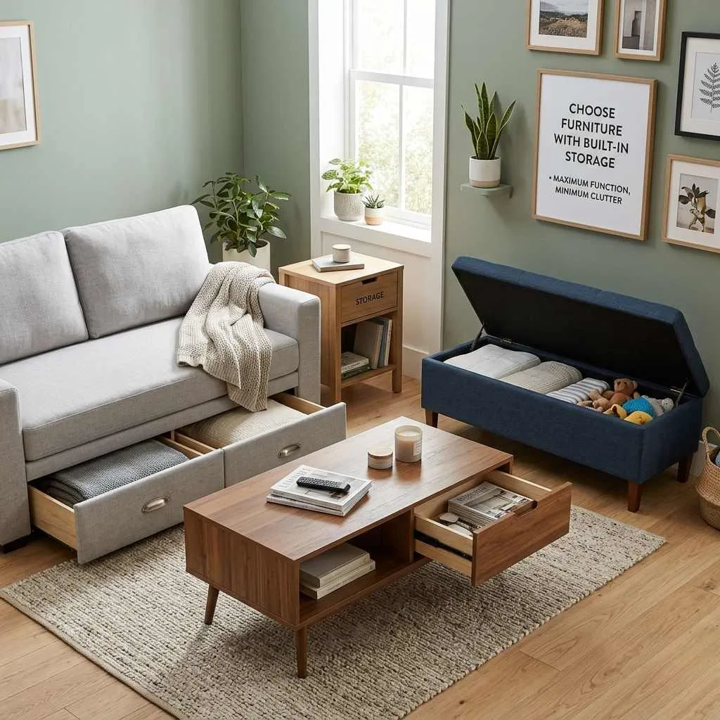 15 Living Room Organization Ideas That Will Transform Your Space 12 Choose Furniture With Built-In Storage