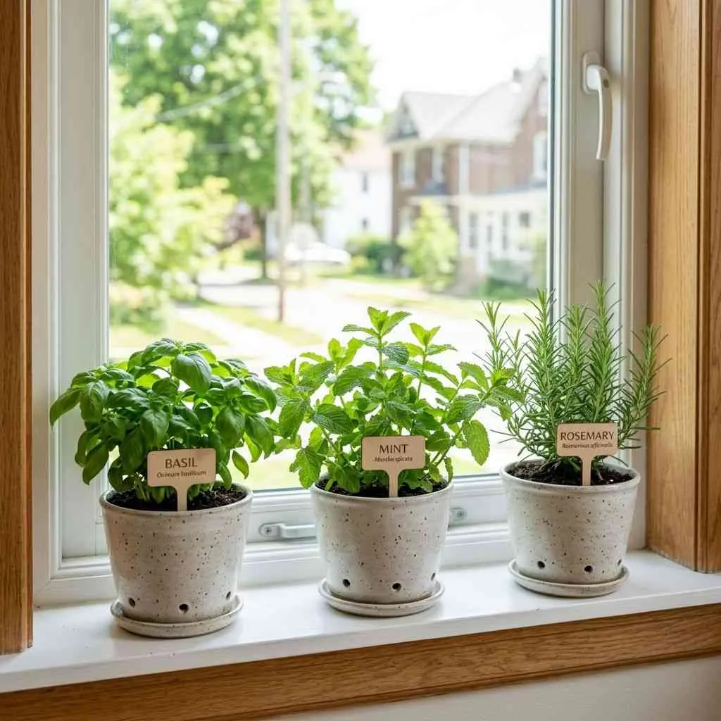 15 Living Room Plants Decor Ideas That'll Transform Your Space 16 Mixed Herb Garden on a Windowsill