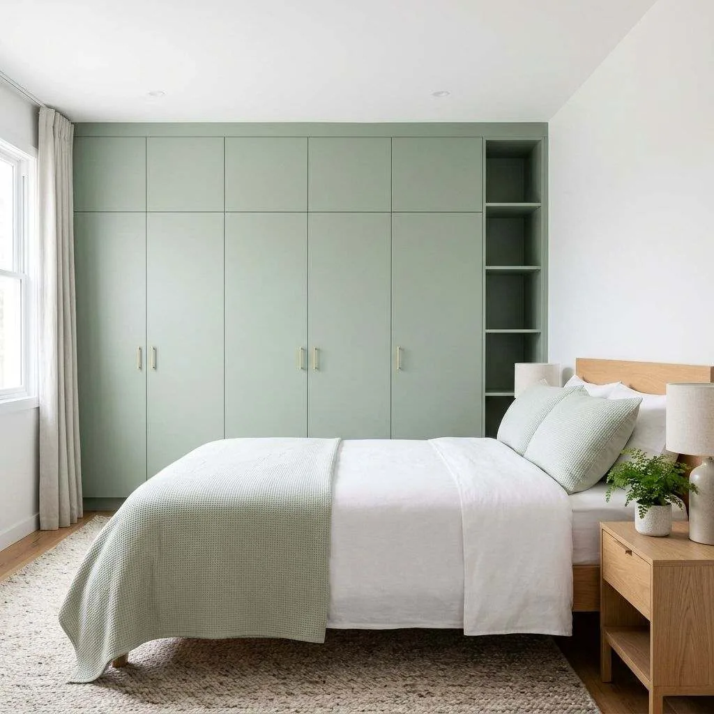 Sage Green Built-In Wardrobe for a Seamless Look