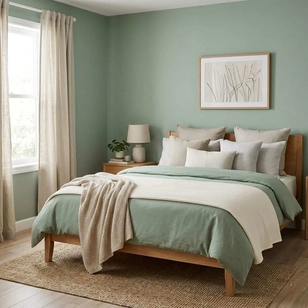Sage Green Bedroom with Linen and Natural Textures