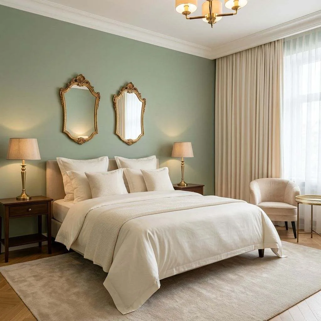 Sage Green with Gold and Cream for a Luxe Feel