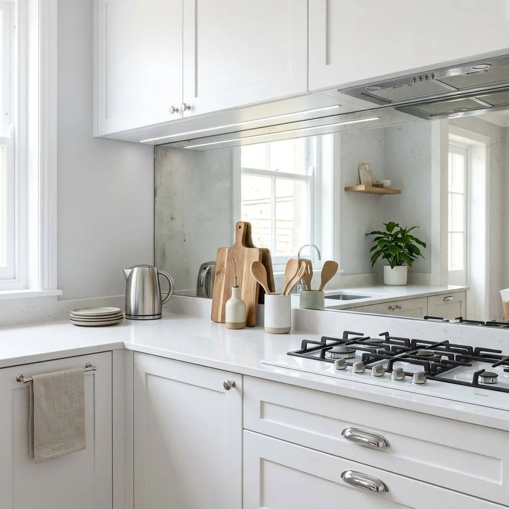 15 Small Kitchen Ideas for Apartments 15 Place Mirrors or Reflective Backsplashes Strategically