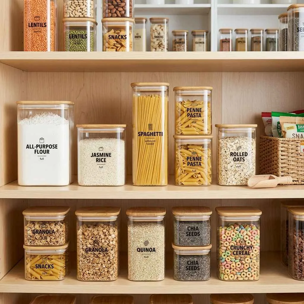 15 Small Kitchen Ideas for Apartments 10 Decant Pantry Items into Clear Containers