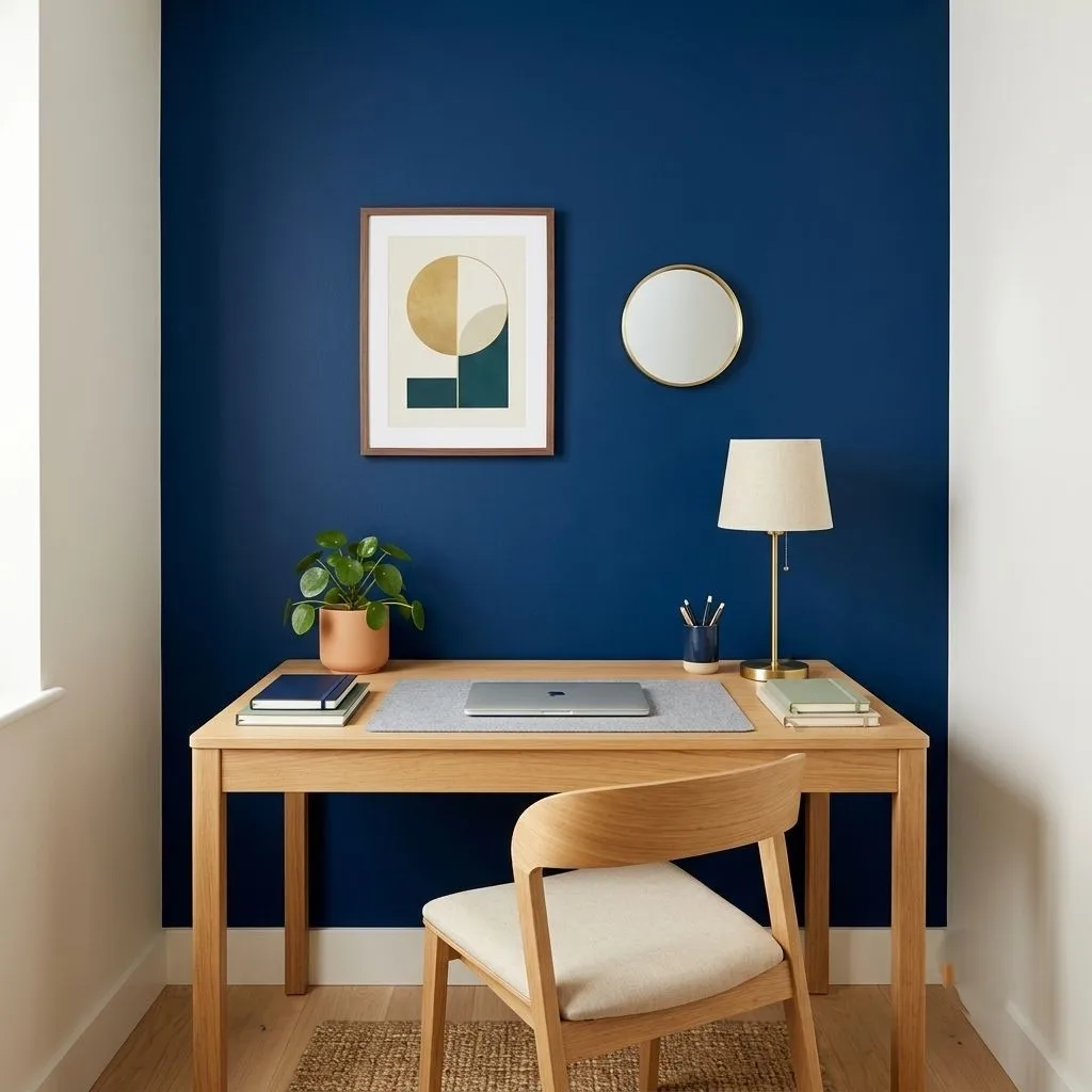 16 Study Room Ideas to Transform Your Learning Space 8 The Color-Blocked Accent Wall