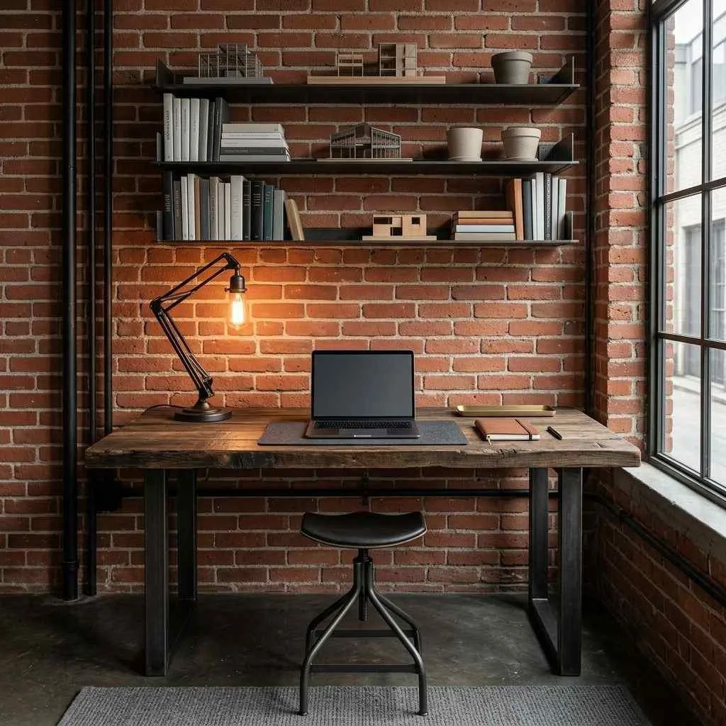 16 Study Room Ideas to Transform Your Learning Space 6 The Industrial Chic Workspace