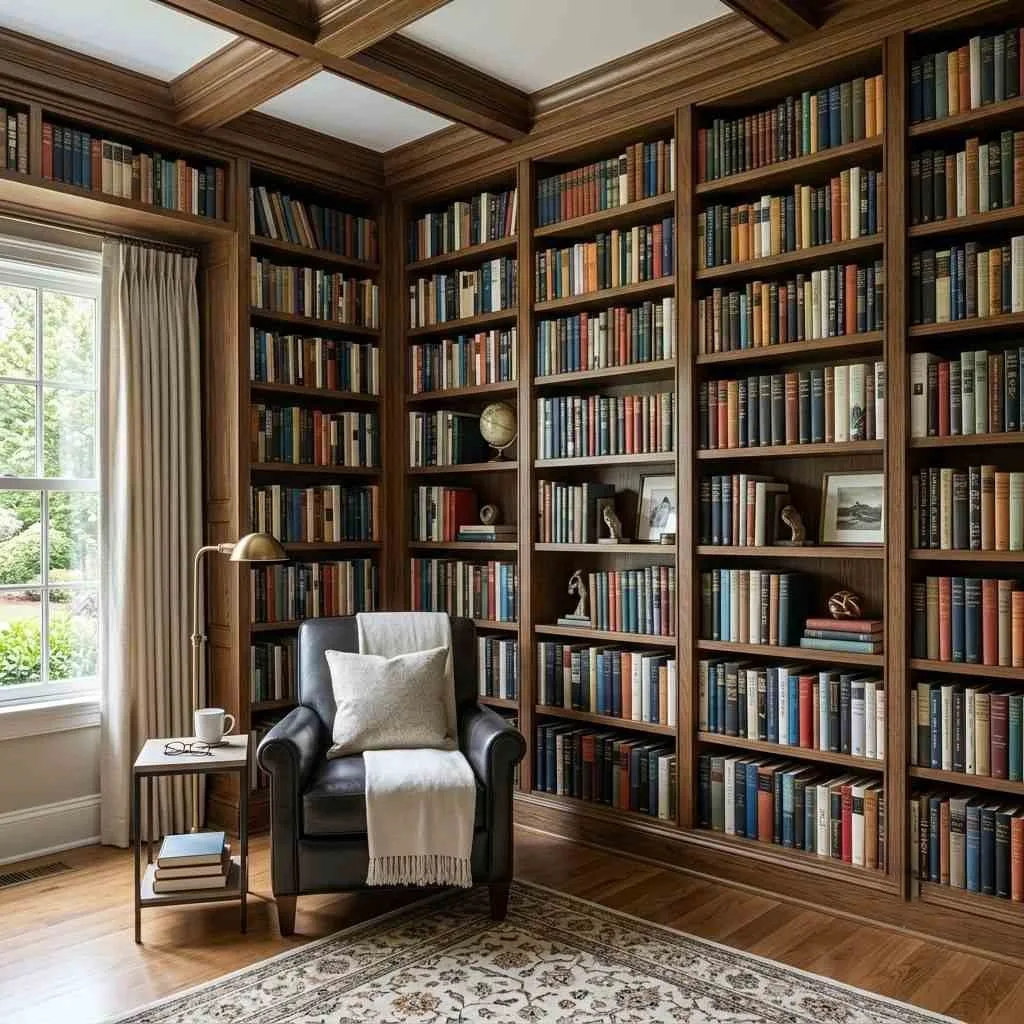 16 Study Room Ideas to Transform Your Learning Space 3 The Built-In Bookshelf Sanctuary