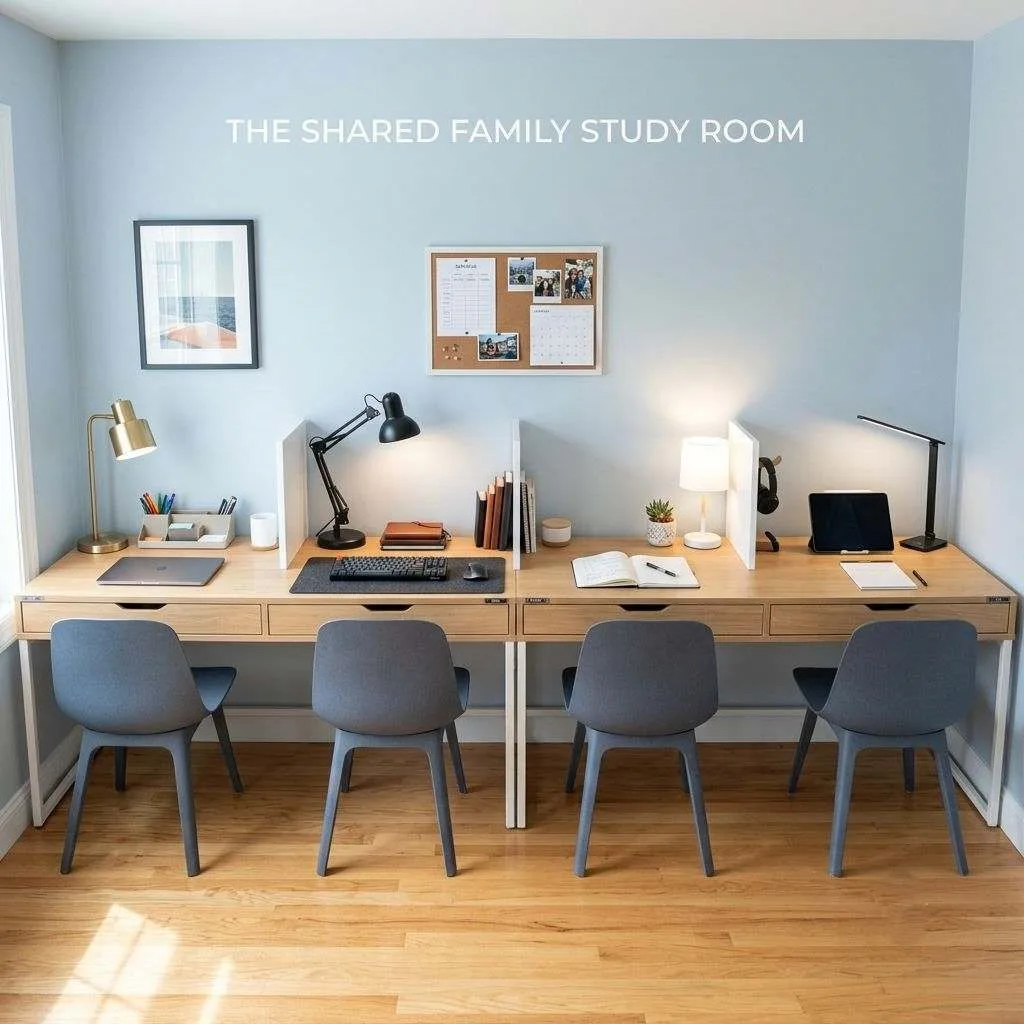 16 Study Room Ideas to Transform Your Learning Space 15 The Shared Family Study Room