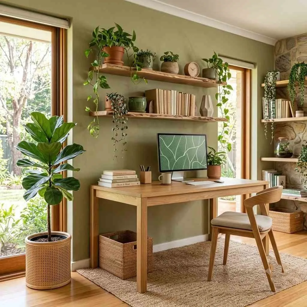 16 Study Room Ideas to Transform Your Learning Space 14 The Biophilic Green Study Room