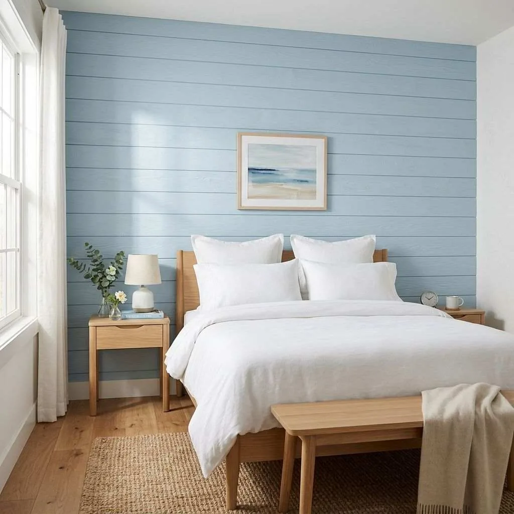15 Stunning Soft Blue Bedroom Decor Ideas 2 Soft Blue Shiplap Accent Wall That Speaks for Itself