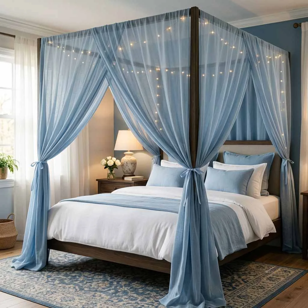 15 Stunning Soft Blue Bedroom Decor Ideas 12 Soft Blue Canopy Bed for a Romantic, Dreamy Escape
