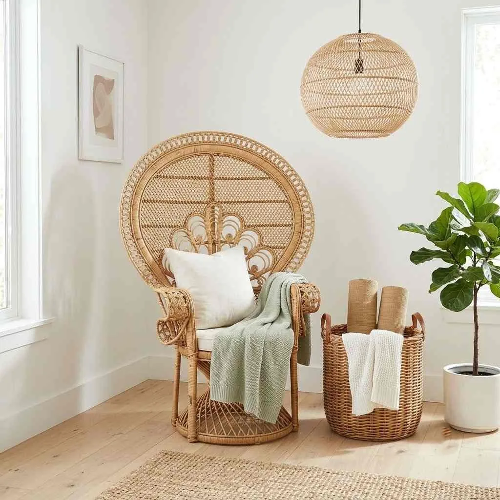 16 Summer Home Decor Ideas to Refresh Your Space 6 Add a Statement Rattan or Wicker Piece