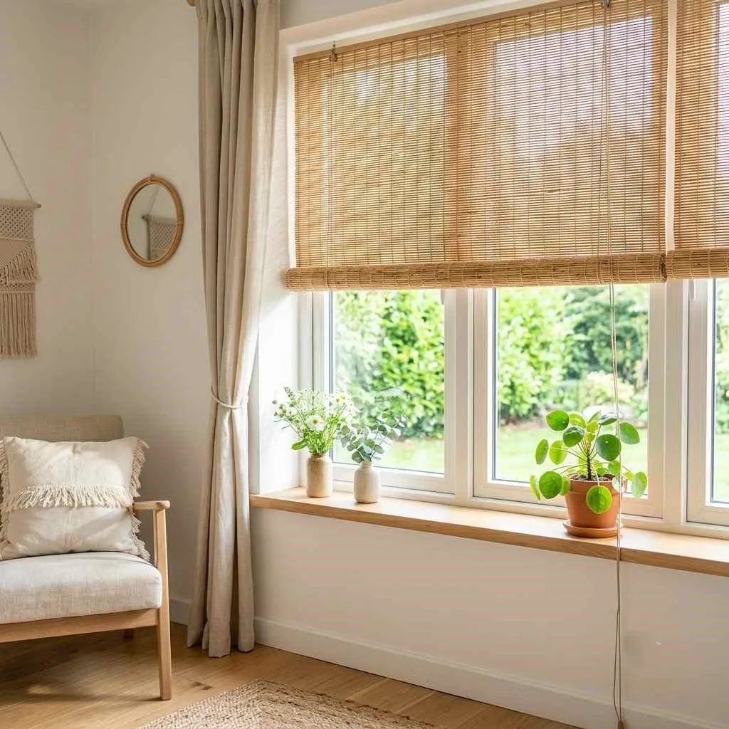 16 Summer Home Decor Ideas to Refresh Your Space 14 Introduce Rattan or Bamboo Window Shades