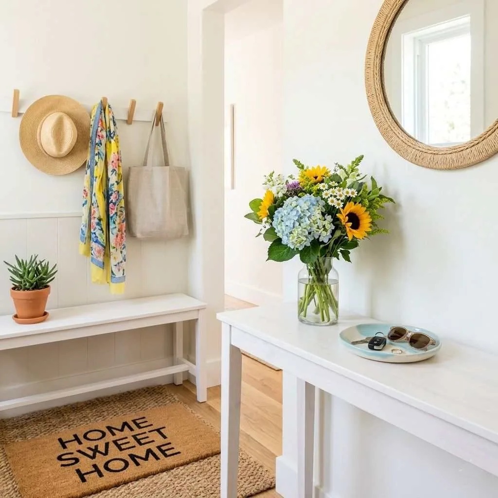 16 Summer Home Decor Ideas to Refresh Your Space 13 Refresh Your Entryway With Seasonal Accents