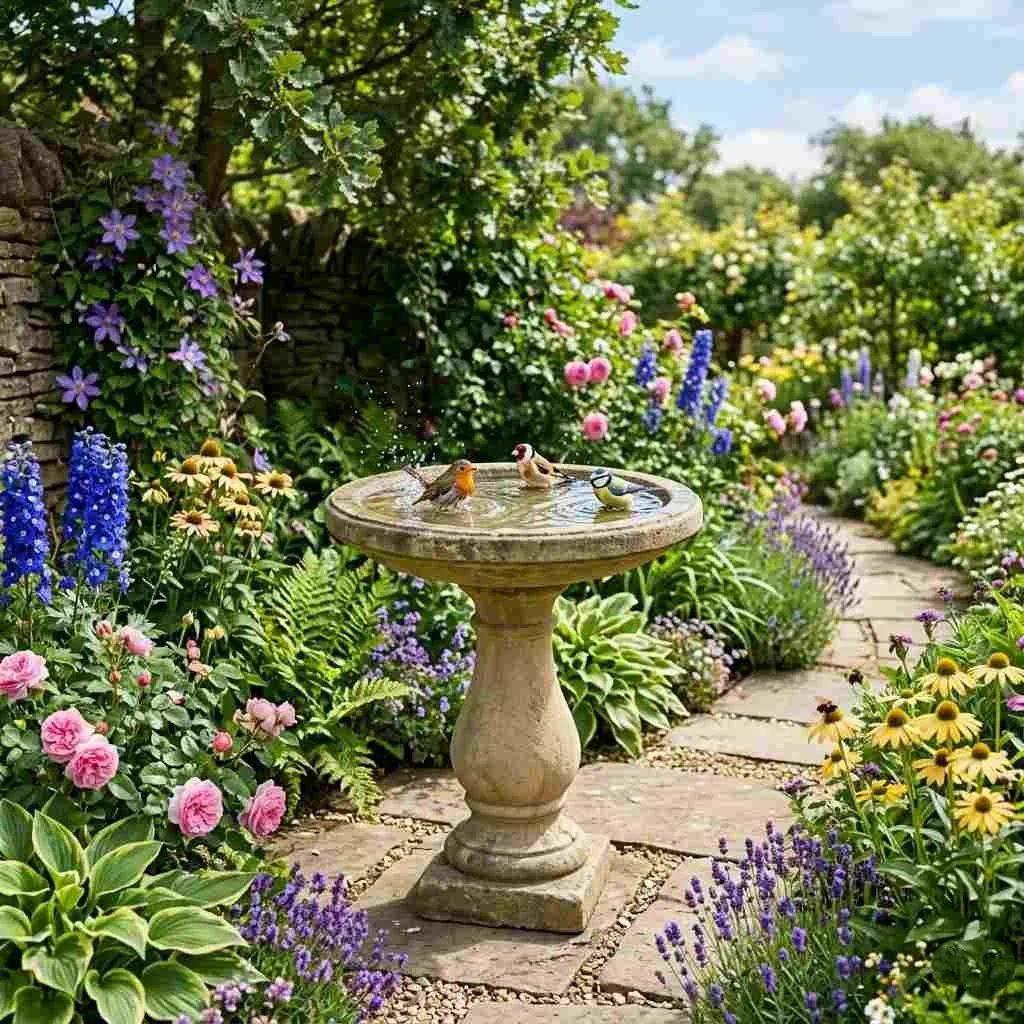 17 Summer Outdoor Decoration Ideas to Transform Your Backyard 17 Add a Charming Birdbath Feature