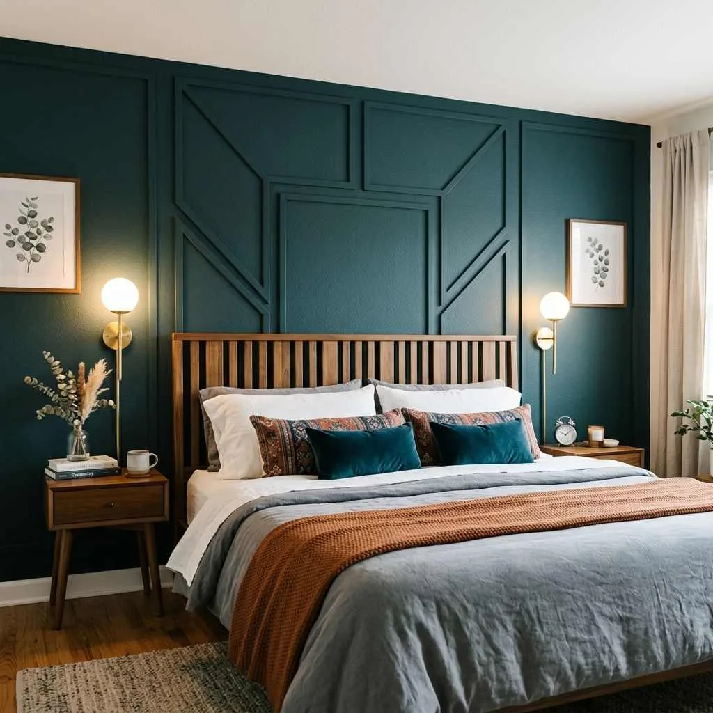 Symmetrical Accent Wall with Dual Sconces