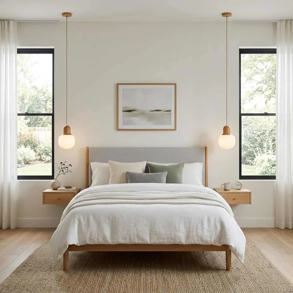  Centered Bed with Flanking Pendant Lights