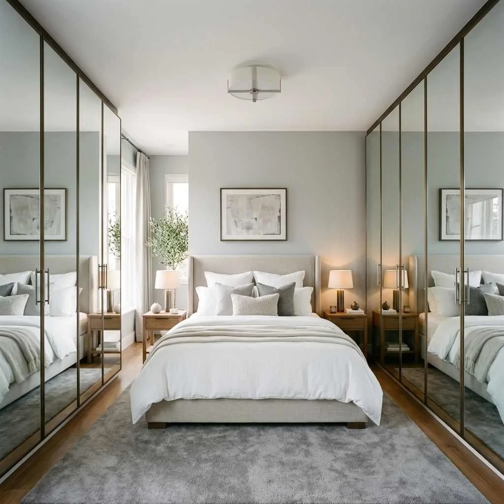Mirrored Wardrobe Walls on Each Side