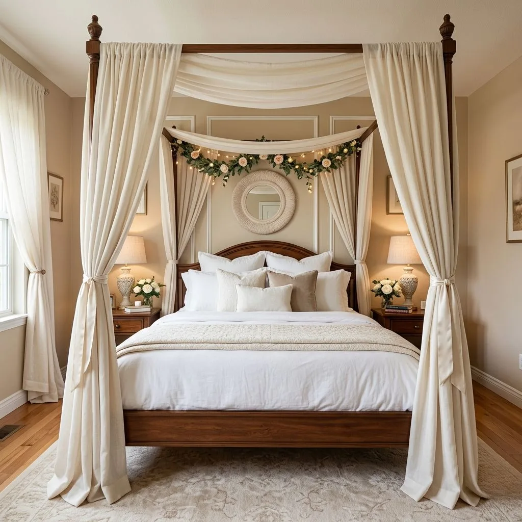  Canopy Bed with Matching Side Curtains