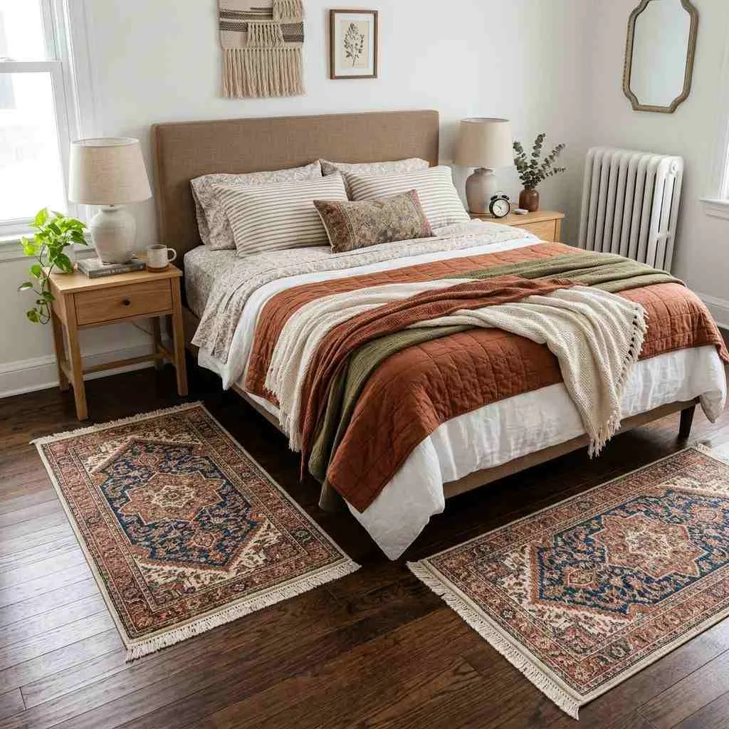 Matching Bedside Rugs on Each Side