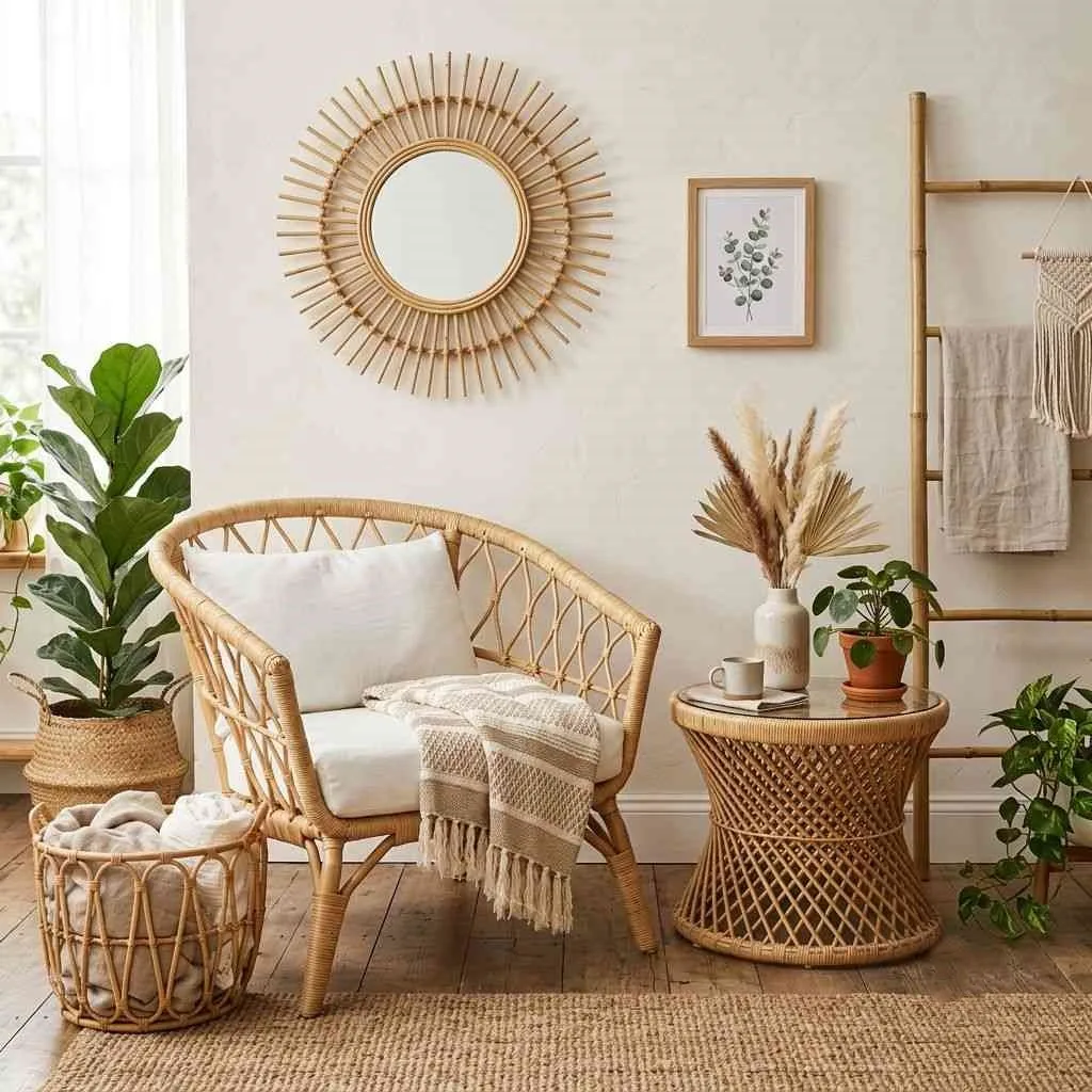 15 Vibrant Summer Home Inspiration Ideas 7 Layer In Rattan, Wicker, and Bamboo Accents Everywhere