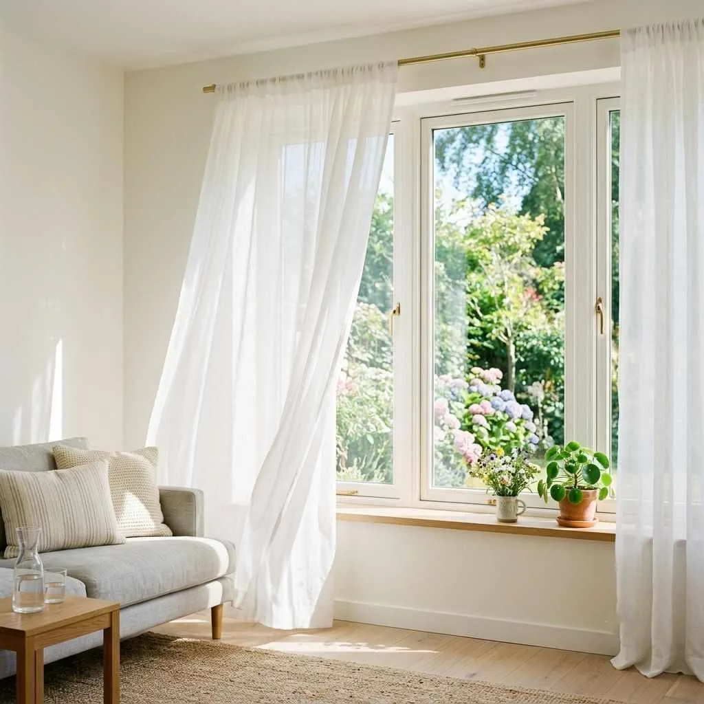15 Vibrant Summer Home Inspiration Ideas 3 Swap Heavy Curtains for Light and Breezy Sheer Drapes