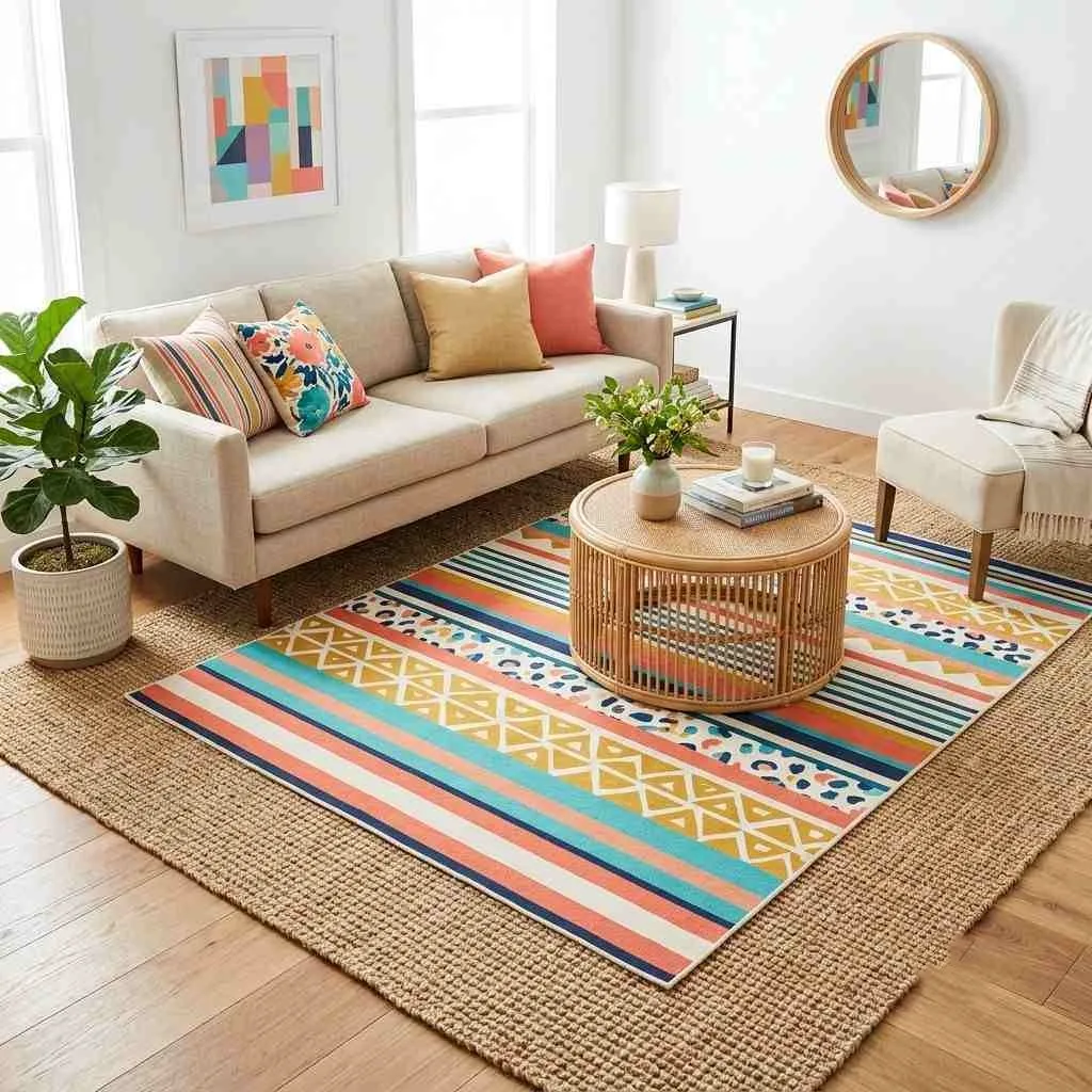 15 Vibrant Summer Home Inspiration Ideas 13 Anchor Every Room With a Bold Statement Summer Rug