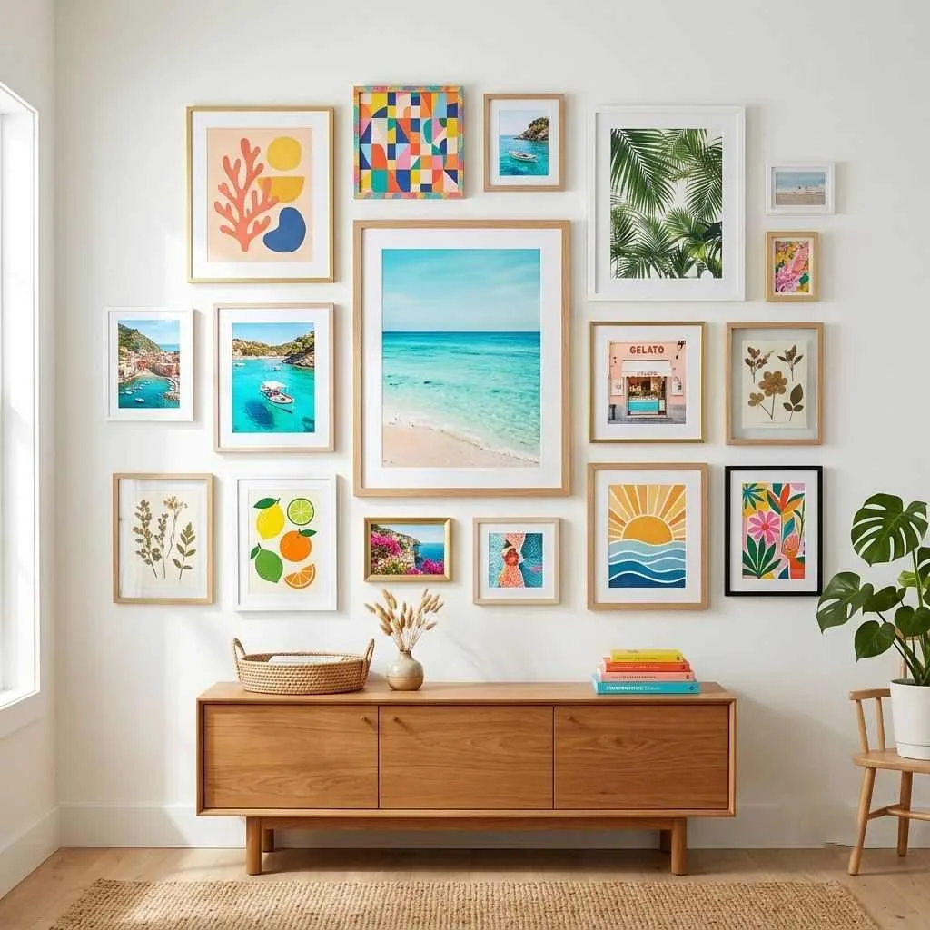 15 Vibrant Summer Home Inspiration Ideas 10 Create a Vibrant Gallery Wall Full of Summer Art