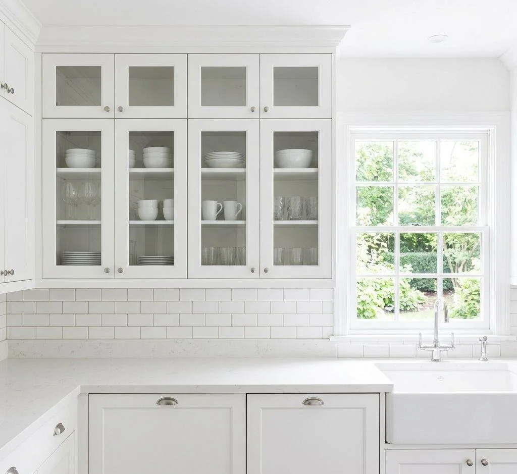 16 White Kitchen Cabinets Ideas for 2026 Modern Homes 16 White Cabinets With Glass-Front Uppers