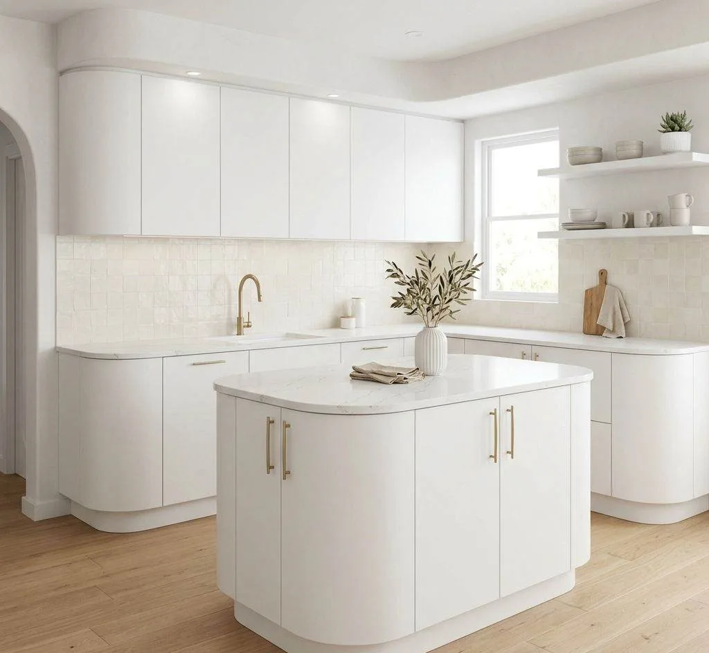 16 White Kitchen Cabinets Ideas for 2026 Modern Homes 15 Curved White Cabinet Edges