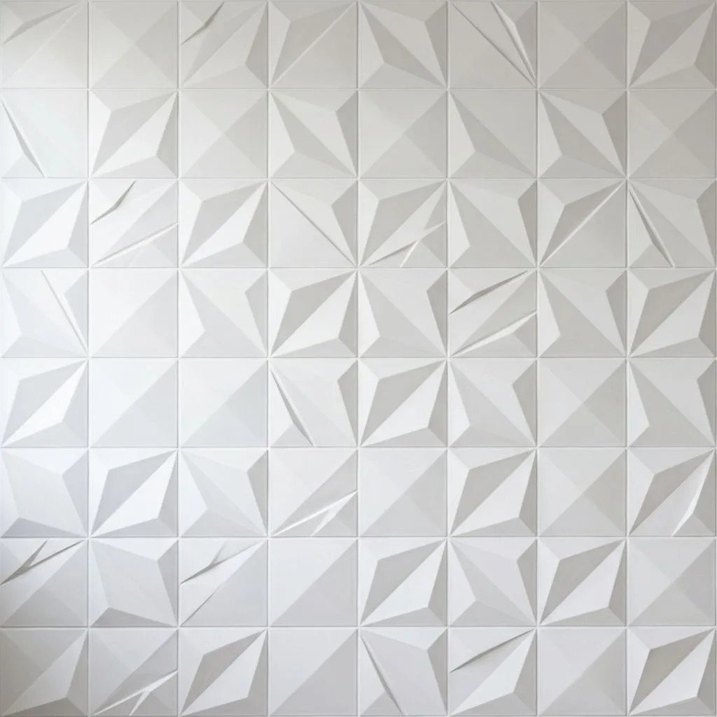 15 White Tile Bathroom Ideas to Transform Your Space 7 Textured 3D White Relief Tiles