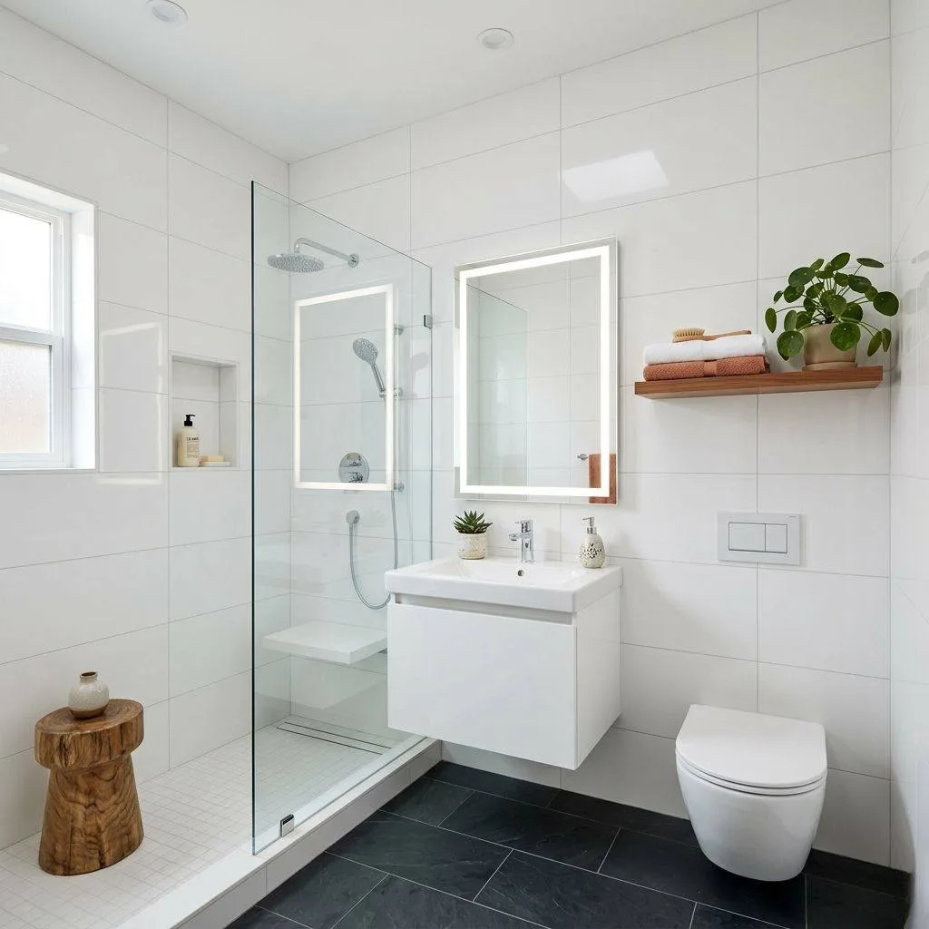15 White Tile Bathroom Ideas to Transform Your Space 3 Floor-to-Ceiling White Tile Walls