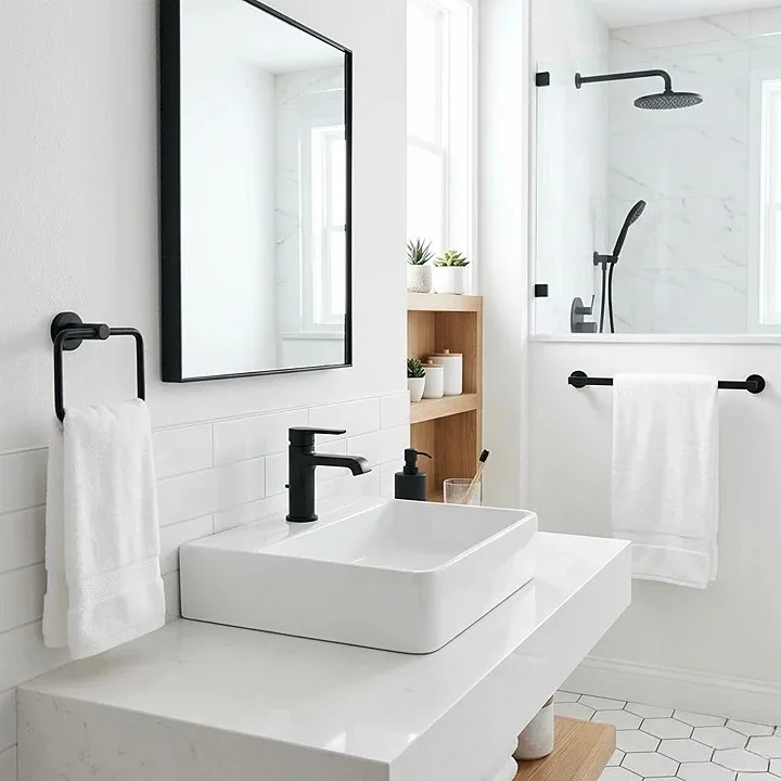 15 Black And White Bathroom Design Ideas 5 Matte Black Fixtures Against White Surfaces