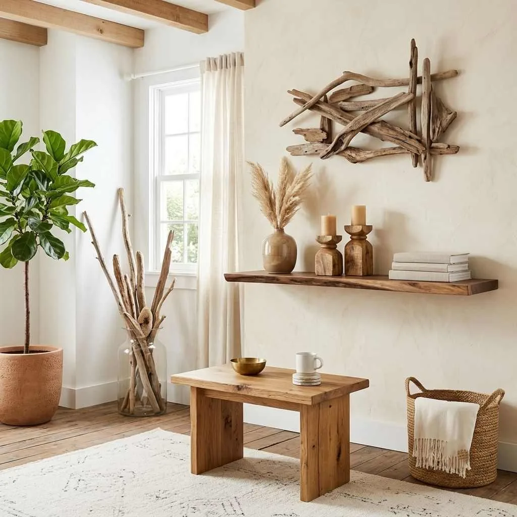 Incorporate Natural Wood and Driftwood Elements