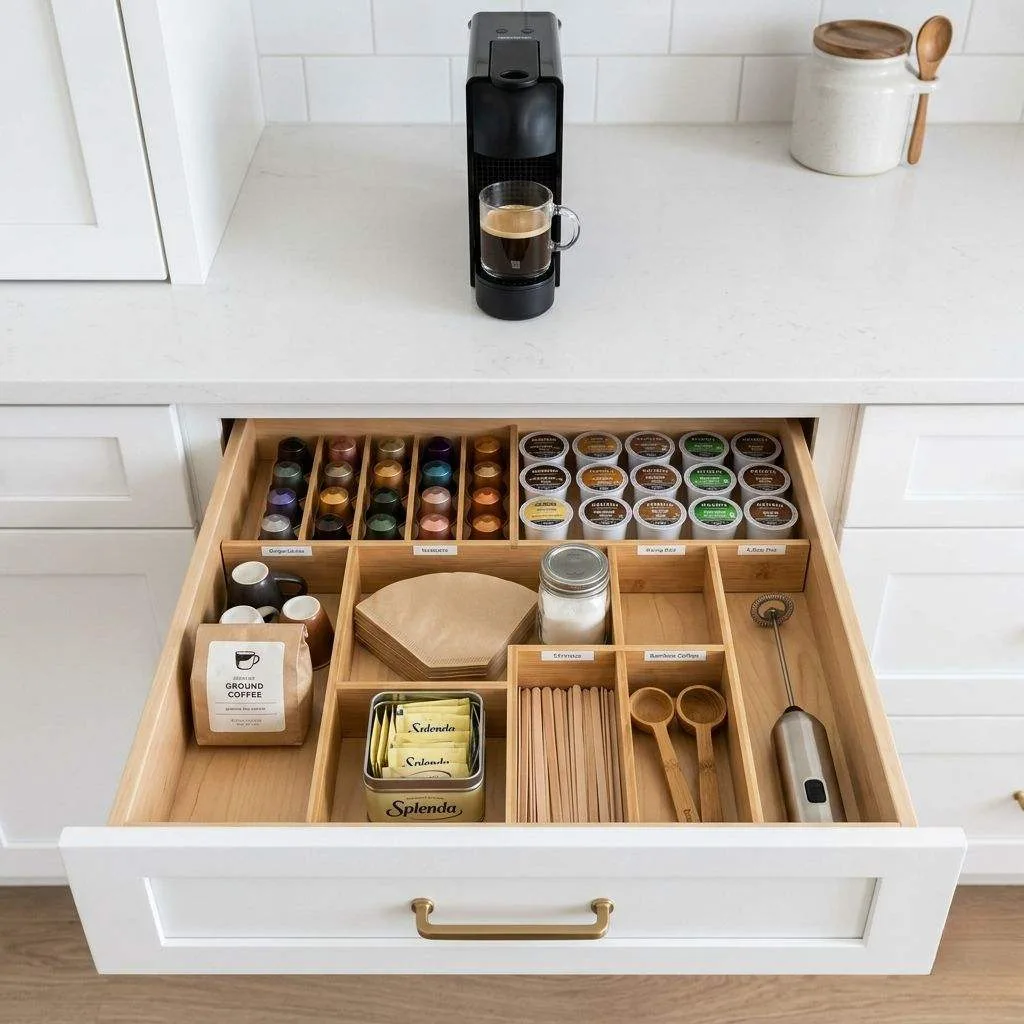 15 Coffee Bar Ideas for Your Kitchen 10 Coffee Bar in a Drawer