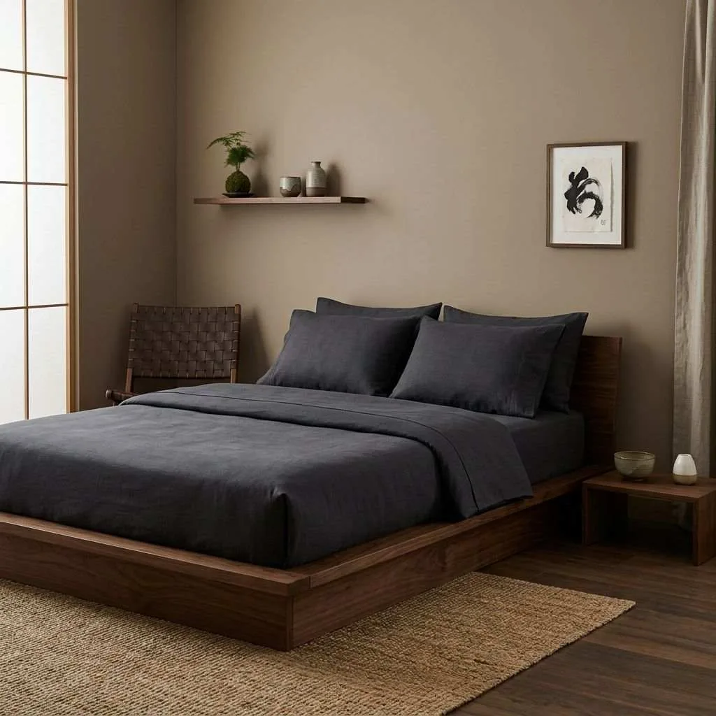 15 Dark Elegant Bedroom Design Ideas That Will Transform Your Sleep Space 7 Dark Wood Japandi Retreat