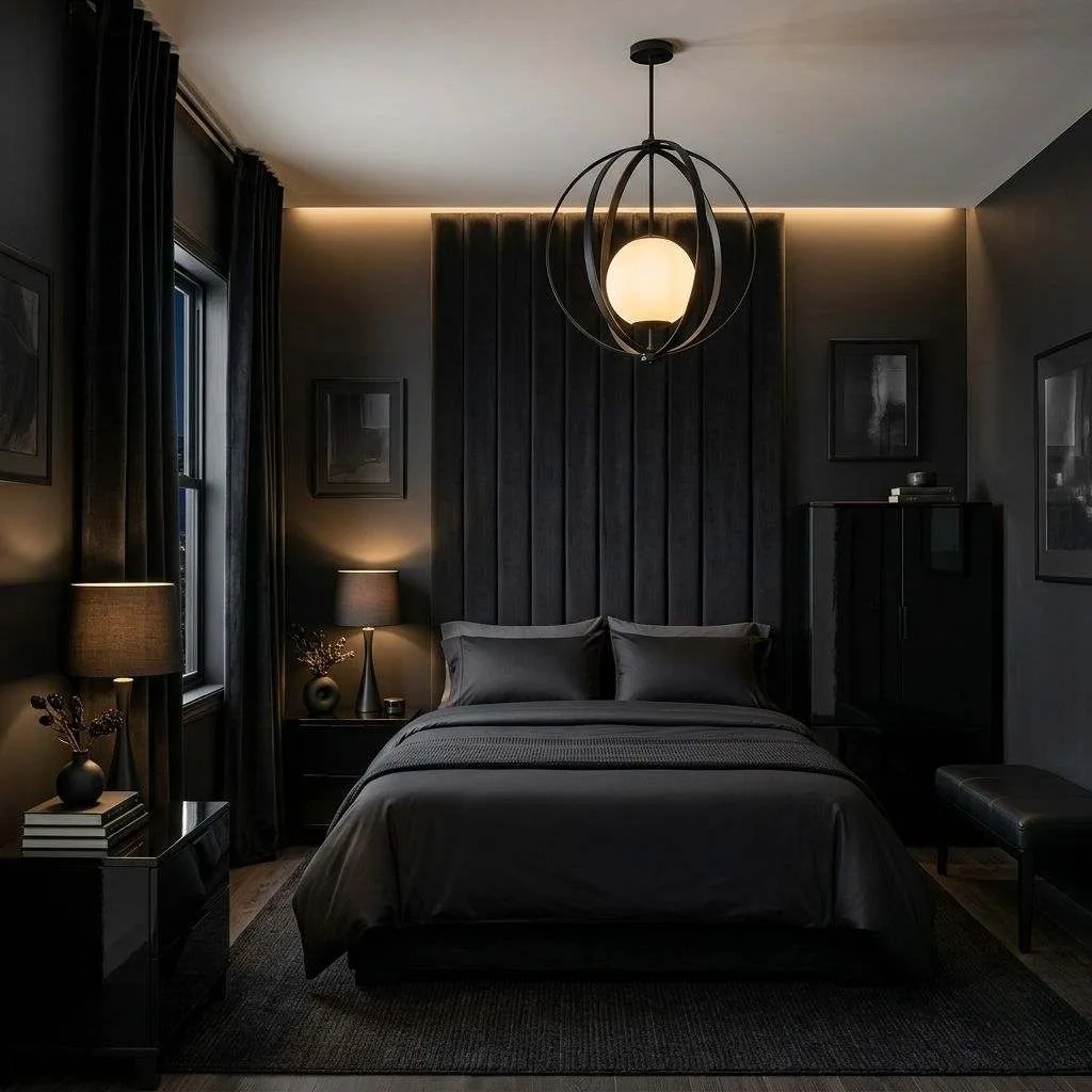 15 Dark Elegant Bedroom Design Ideas That Will Transform Your Sleep Space 4 The Moody All-Black Drama Room