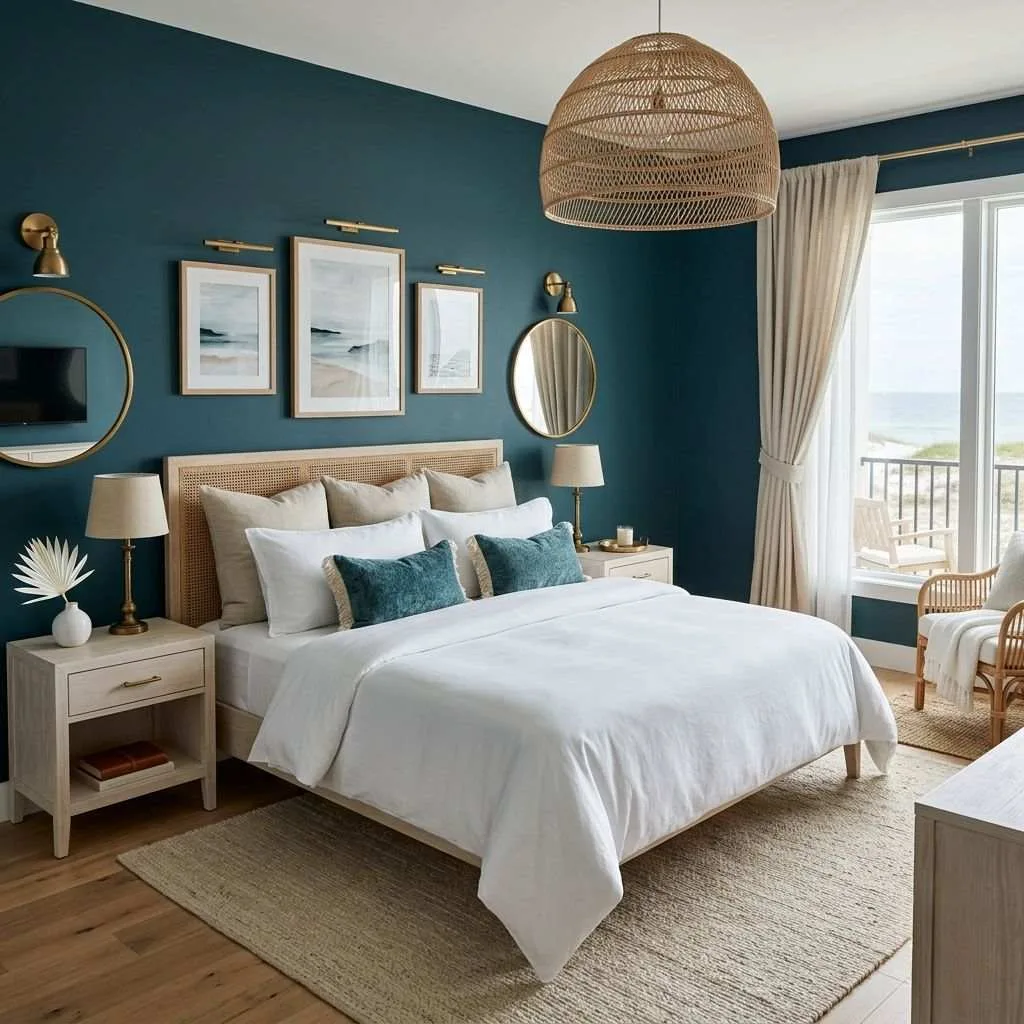 15 Dark Elegant Bedroom Design Ideas That Will Transform Your Sleep Space 14 Deep Teal Coastal Luxe