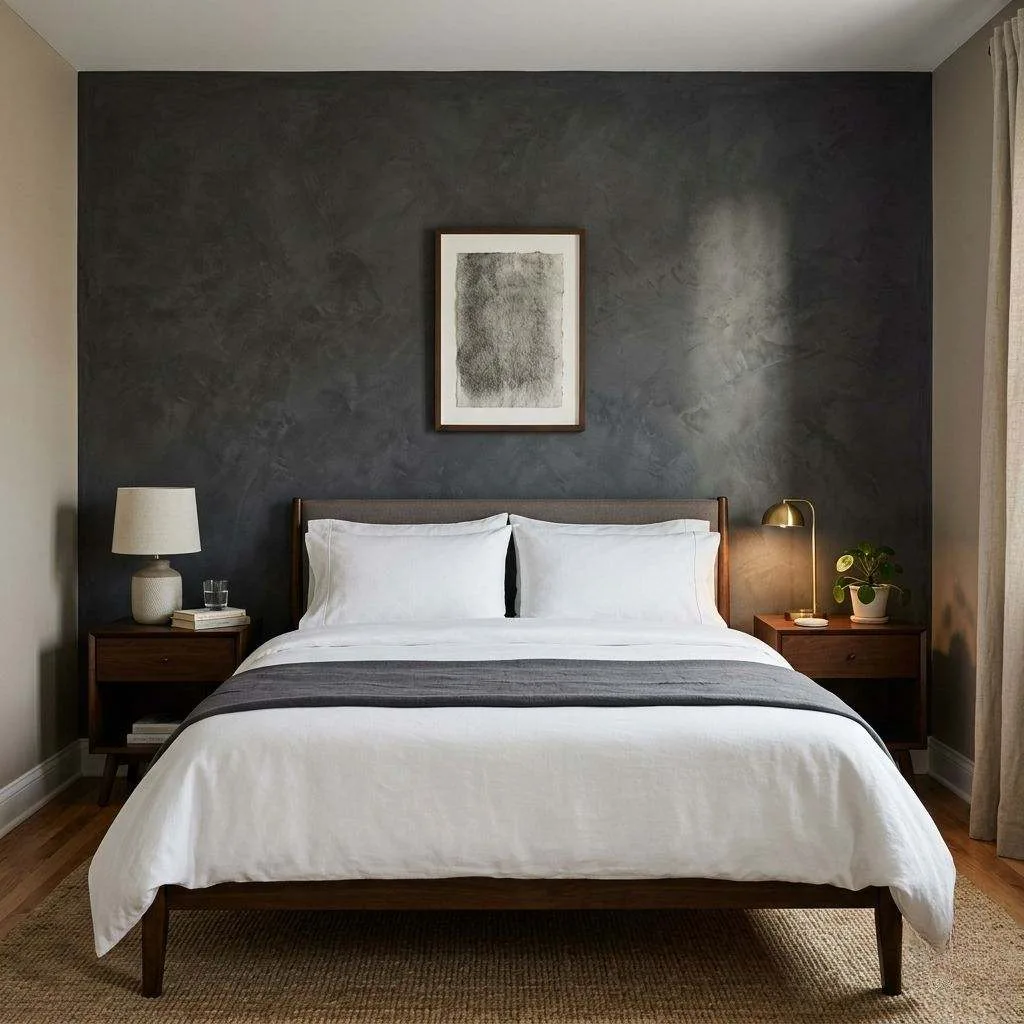 15 Dark Elegant Bedroom Design Ideas That Will Transform Your Sleep Space 13 Textured Dark Accent Wall