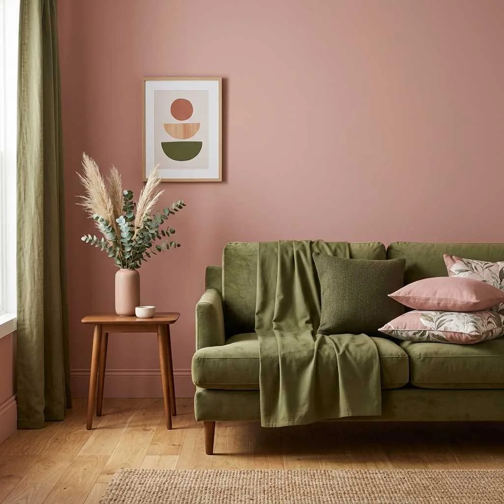 15 Earthy Pink Bedroom Design Ideas 6 Earthy Pink and Olive Green Palette