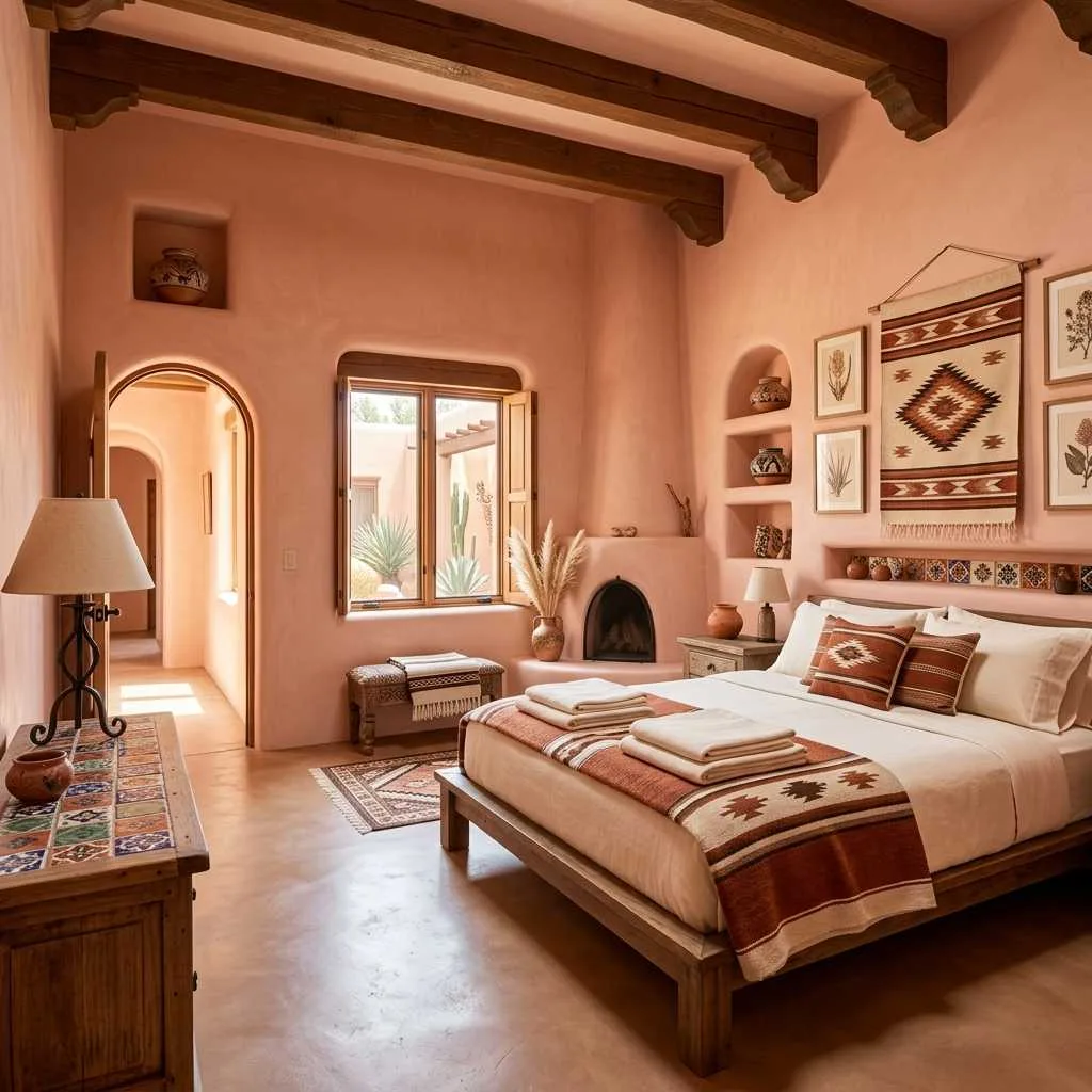 15 Earthy Pink Bedroom Design Ideas 8 Pink Adobe-Inspired Bedroom
