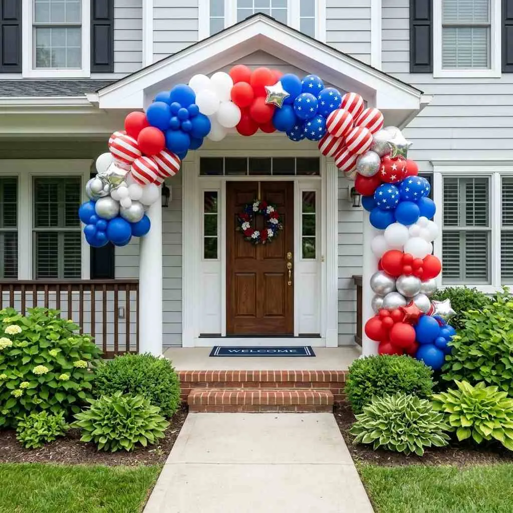 16 Easy 4th of July Porch Ideas to Celebrate in Style 9 Star-Spangled Balloon Arch